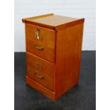 Modern two drawer filing cabinet with brass fittings, 72 x 40cm