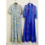 Two ladies vintage evening dresses to include Chartriber lilac chiffon dress with matching belt (