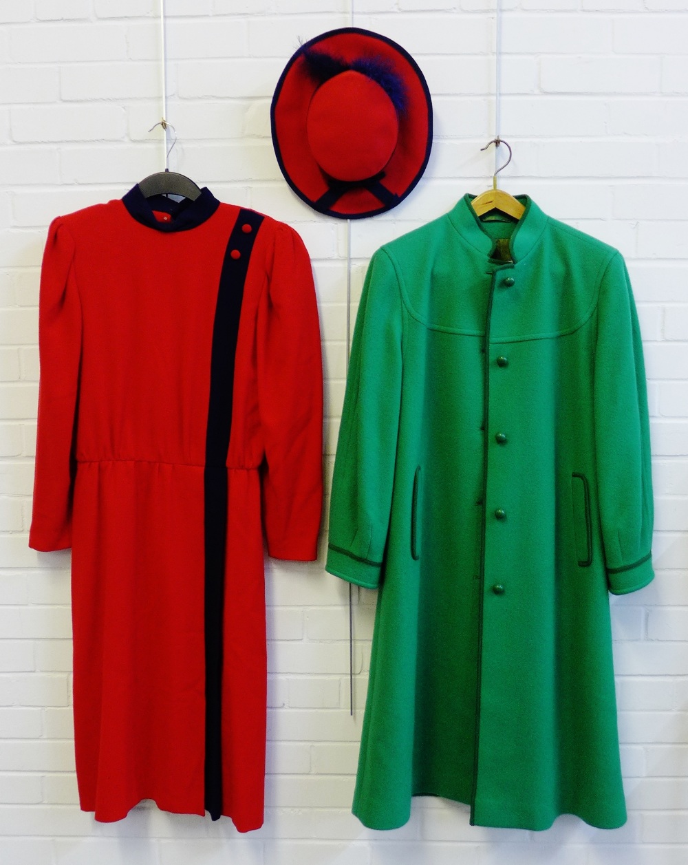 Vintage ladies clothing to include Aquascutum of London and Harrods pure new green wool coat,