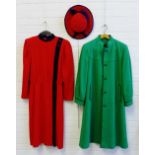 Vintage ladies clothing to include Aquascutum of London and Harrods pure new green wool coat,