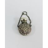 Victorian silver floral embossed scent bottle and stopper, Chester 1889 4cm high
