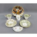 Mixed lot to included a Tobacco leaf patterned saucer dish, Rockingham cup and saucer with green and