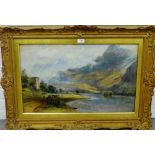 Williams 'Mountain Landscape' Oil-on-Board, signed, in a giltwood frame, 65 x 40cm