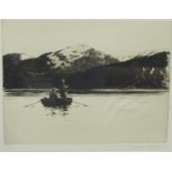 Norman Wilkinson 'Evening River' Etching, signed in pencil, in a glazed frame, 32 x 25cm
