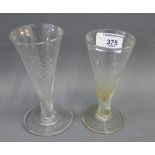 Two late 18th century wrythen Ale glasses, tallest 14cm, (2)