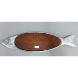 WMF fish serving platter with teak insert, 71cm long