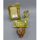 WITHDRAWN -Quantity of brass wares to include an Art Nouveau style photo frame, a Ypres ashtray