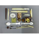 Various letter knives, grooming tools and fruit knives etc., to include bone and mother-of-pearl