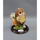 Country Artists 'Tawny Owl' figure on circular wooden base, 18cm high