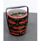 Chinese red and black lacquered barrel, 40 x 30cm