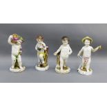 Set of four Naples porcelain Cherubs, 17cm high, (4)