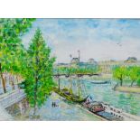 G. A. Momojian 'The River Seine' Mixed Medial, signed and dated ;92, in a glazed frame, 48 x 34cm