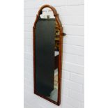 Walnut framed Queen Anne style mirror, 87 x 31cm