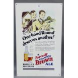 'One Good Round Deserves Another', Newcastle Brown Ale enamelled metal advertising plaque, 38 x