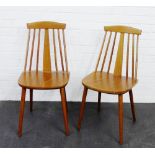 Pair of vintage teak side spindle back chairs, 86 x 42cm, (2)