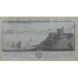 'The East View of St. Maws Castle in the County of Cornwall' Print, in a gilt glazed frame, 35 x