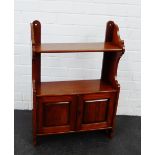 Mahogany wall hanging shelf, 74 x 52cm