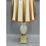 Cut glass and brass table lamp and shade