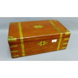 19th century mahogany and brass bound writing box, 45 x 25cm