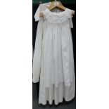 Two late 19th / early 20th Century cotton christening gowns and three undergarments, (5)