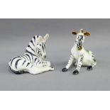 Lomonsov USSR porcelain Zebra, together with another unmarked, (2)