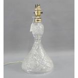 Cut crystal table lamp base, 30cm high excluding fitting