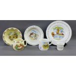 Johnson Brothers 'Alice in Wonderland' nursery table wares to include a plate, bowl, cup and egg