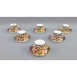 Royal Crown Derby Imari porcelain set of six coffee cups and saucers in pattern 2451