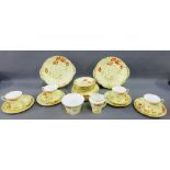 Paladin china Art Deco teaset in 'Shirley Poppies' pattern, comprising twelve cups, twelve