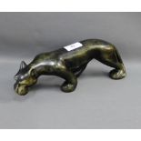 Carved hardstone Panther, 30cm long