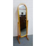 Pine cheval mirror, 148 x 43cm