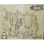 Strath - Navernia, hand coloured map by Timothy Pont, with glazed panels front and back with printed