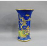 Carlton ware Bleu Royale Pagoda patterned vase with printed backstamps, 15cm