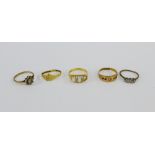 A collection of five gold rings, all a/f (5)