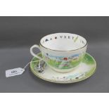 Royal Worcester fine bone china cricket patterned cup and saucer, (2)