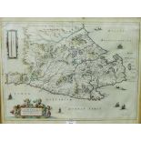 Cathenesia, hand coloured map by Timothy Pont, with glazed panels front and back with printed text