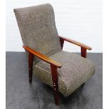 Retro open armchair, with woolen mix upholstery, 94 x 60cm