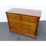 19th century mahogany chest, the rectangular top above two short and two long drawers, 84 x 107cm