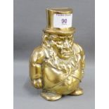 Brass 'Uncle Sam' style money bank, 15cm high