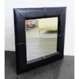 Contemporary vinyl framed square wall mirror, 90 x 90cm