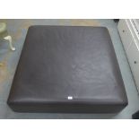 Large brown leather upholstered centre stool, 120 x 120cm