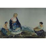 William Russell Flint, coloured print, in a glazed frame, 60 x 45cm