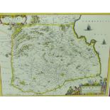 Berwickshire (Mercia) by G. Blaeu, 1662 Edition, a hand coloured replica framed print, 50 x 40cm