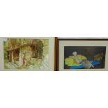 Two William Russell Flint, coloured prints in a glazed frame, 40 x 30cm, (2)