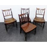 Set of four mahogany side chairs, with spar backs, solid seats and x framed stretchers 81 x 49cm, (