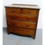 Pine ledgeback chest, the rectangular top over two short and three long drawers, 106 x 102cm