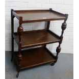 Oak three tier trolley, 84 x 70cm