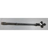 Architectural iron post with a Maltese style cross finial, 115cm long