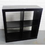 Contemporary ebonised hardwood open bookcase / display unit, 80 x 80cm