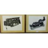 Pair of black and white photographic prints of optical instruments, (2)